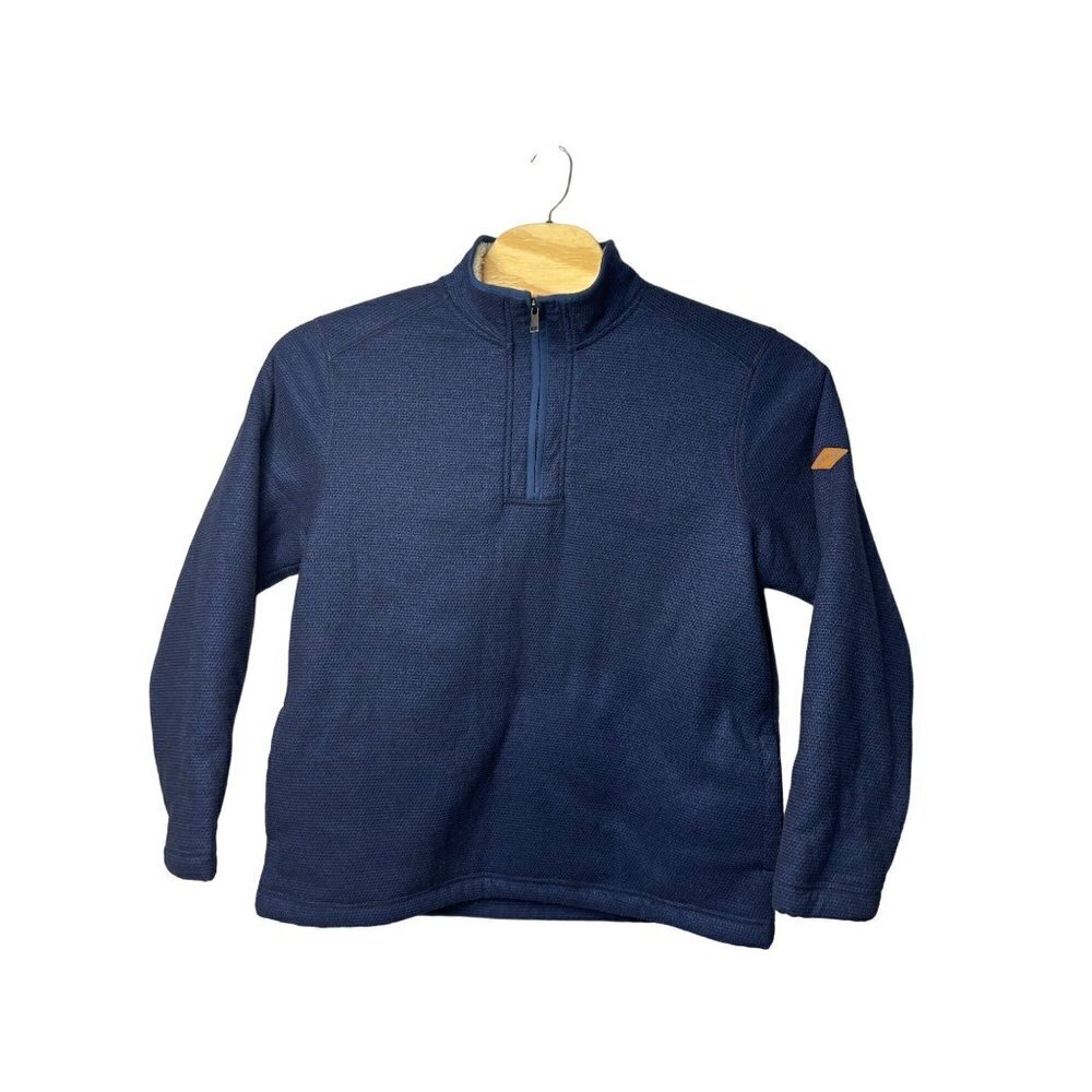 Orvis Men's 1/4 Zip Fleece Lined Warm Blue Pullover SZ L Pockets